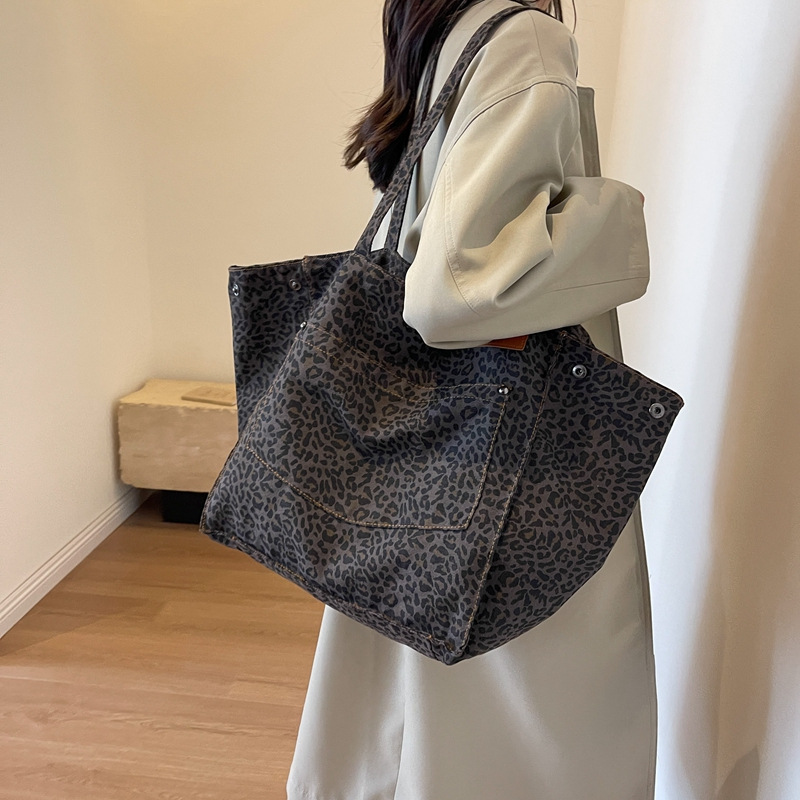 Women'S Vegan Bags - Tas Tote Motif Leopard Tas Bahu