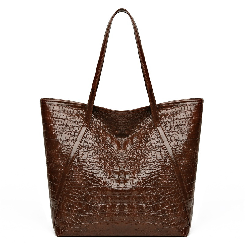 Women'S Vegan Bags - Tas Tote Gambar Buaya Serbaguna Sederhana