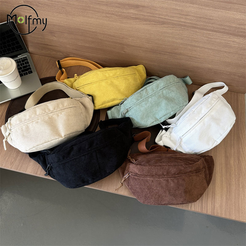 Women'S Bum Bags - Tas Pinggang Wanita Bahan Corduroy, Tas