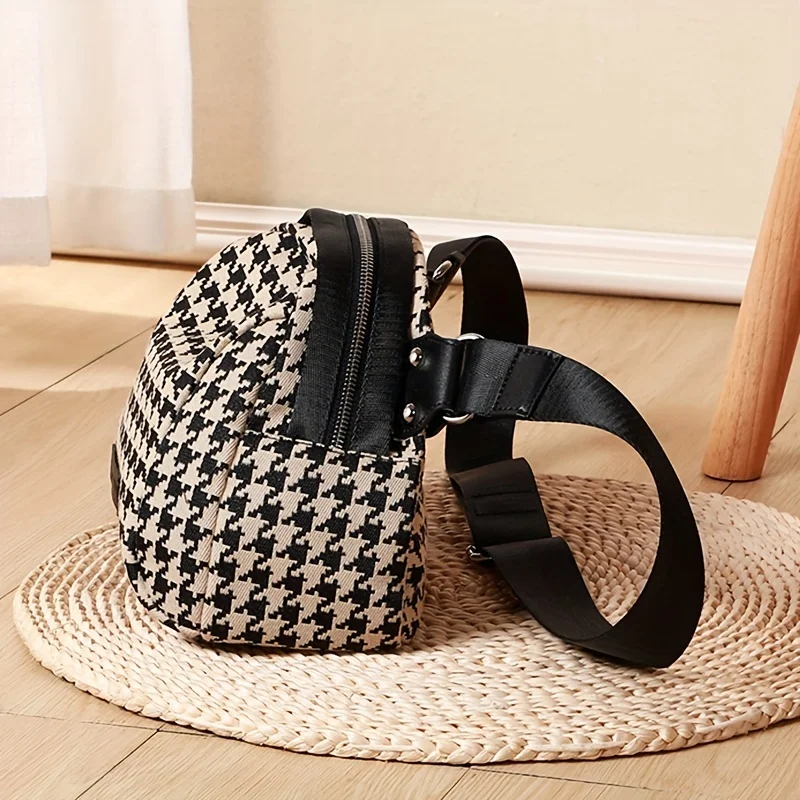 Tas kanvas Houndstooth serbagu - Women Bags Zip ulasan dan harga