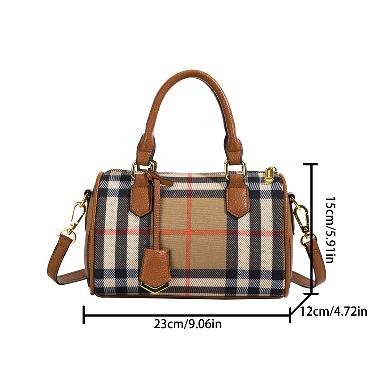Tas Selempang PU Motif Kotak-k - Women Bags Zip ulasan dan harga