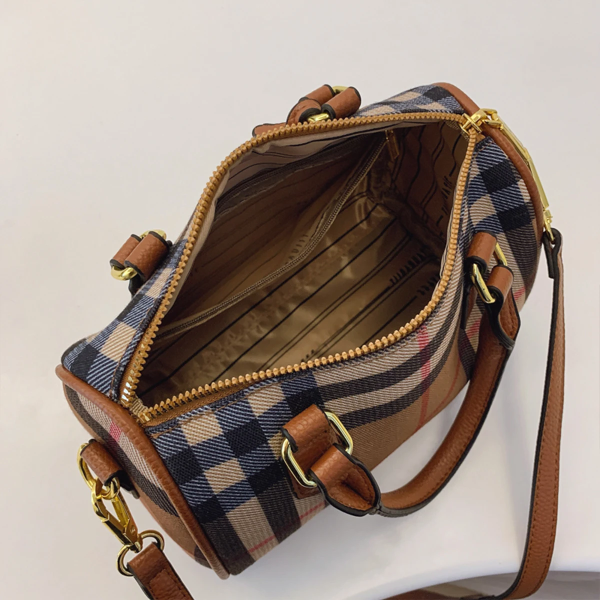 Tas Selempang PU Motif Kotak-k - Women Bags Zip ulasan dan harga